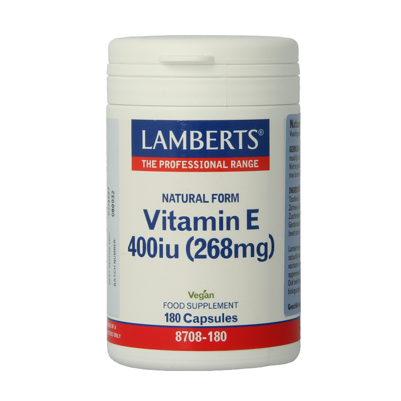 Lamberts Vitamina E 400 UI Naturale | 180 Capsule Vegetariane