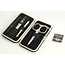 Astuccio Manicure Malteser 4 pezzi in Pelle Verniciata e Velluto Nero, 1 Set