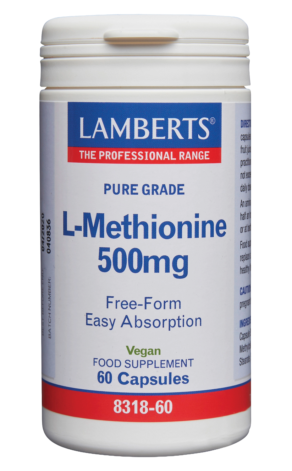 Lamberts L-Metionina 500mg - Supporto Vitale e Immunitario
