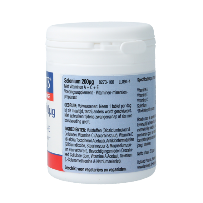 Lamberts Selenio 200mcg con vitaminas A C E 100 Comprimidos