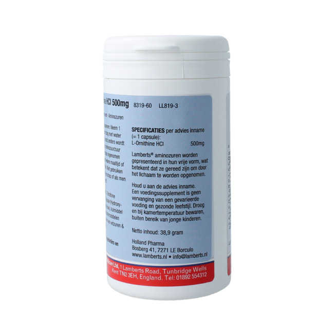 Lamberts L-Ornithine 500mg 60 Vegetarische capsules