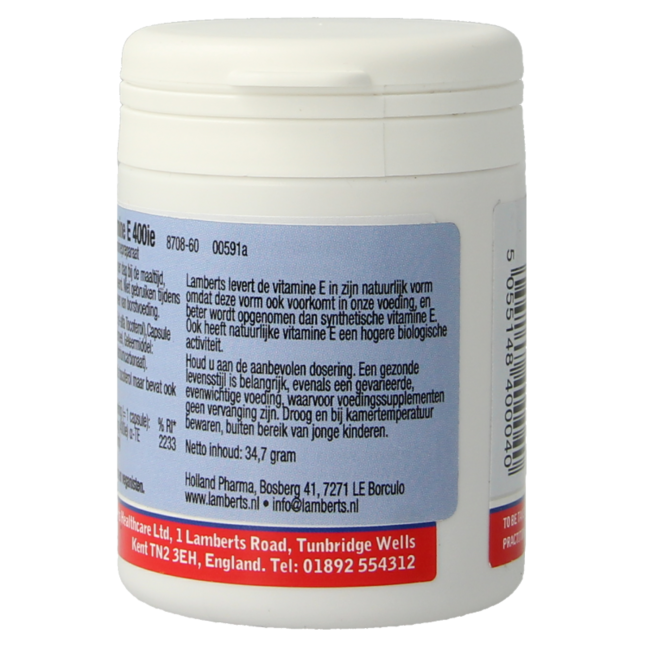 Lamberts Vitamine E 400 UI naturelle 60 capsules végétariennes
