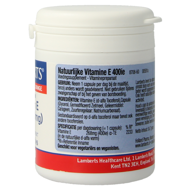 Lamberts Vitamin E 400IU Natural 60 Vegetarian Capsules