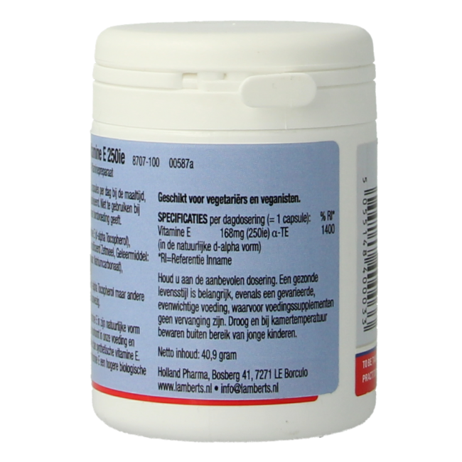 Lamberts Vitamina E 250 UI natural 100 cápsulas vegetales