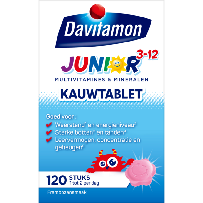 Junior 3-12 raspberry 120 Chewable Tablets