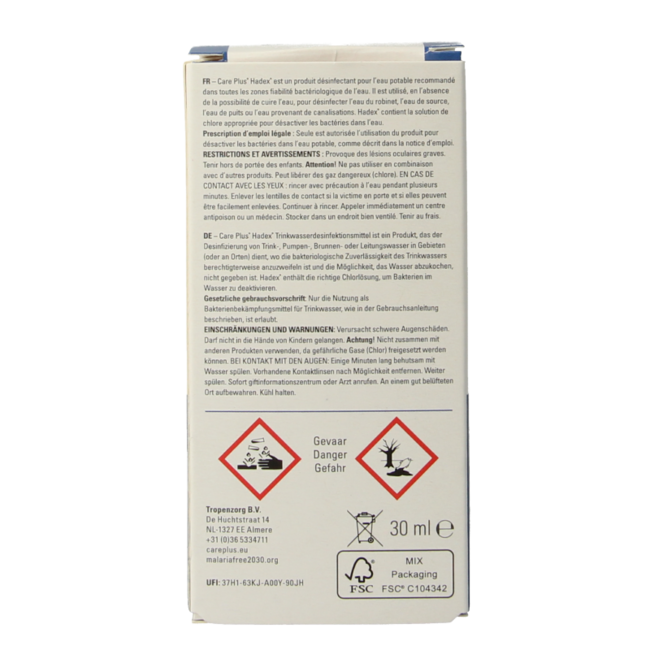 Care Plus Hadex Trinkwasserdesinfektionsmittel 30 Milliliter