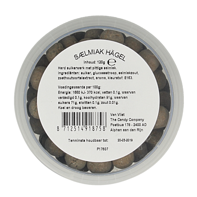 Salmiak hagels 120 Gramos