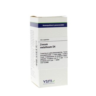 VSM VSM Zincum metallicum D4 200 comprimidos