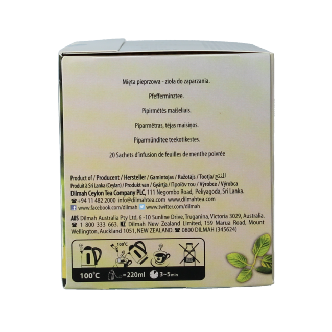 Dilmah Peppermint tea herbal infusion 20 bags