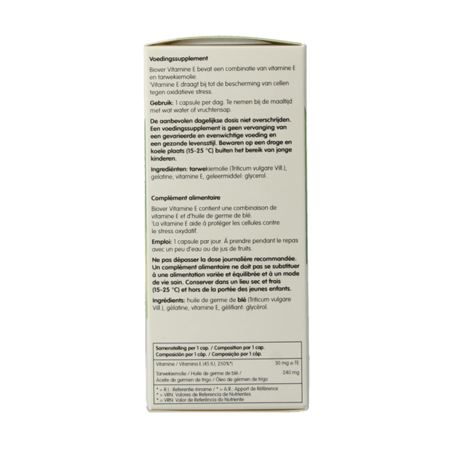 Biover Vitamina E natural 45 UI 100 Cápsulas