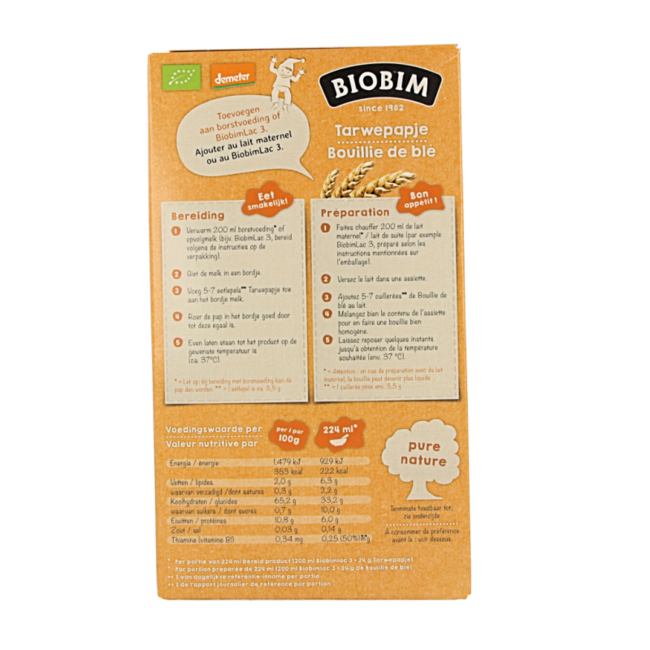 Bouillie de blé bio 12 mois 250 g