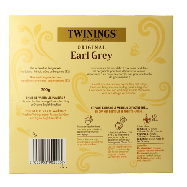 Twinings Earl Grey w kopertach, 100 torebek