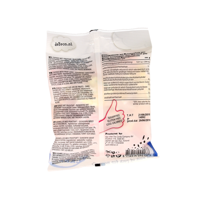 De Bron Sugar-Free Fruit Toffees 90g