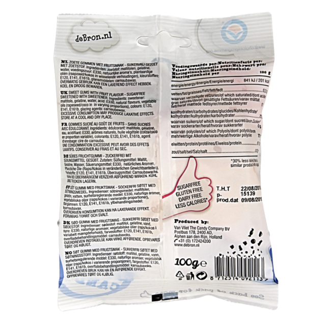 De Bron Gommes aux fruits sans sucre 100 g