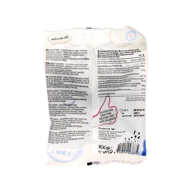 Zoete dropbolletjes/sweet liquorice suikervrij 100 Gram