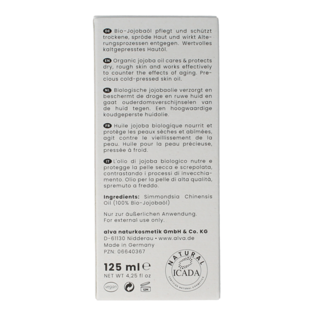 Alva Jojoba oil 125 Millilitres