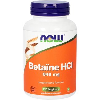 NOW Betaine HCL 648mg 120 cápsulas vegetarianas