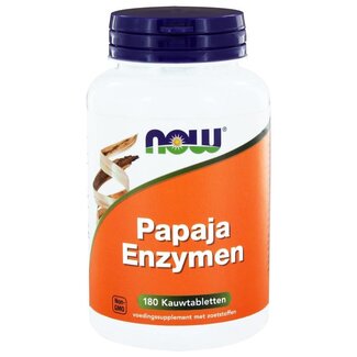 NOW Comprimidos masticables de enzimas de papaya 180 comprimidos masticables