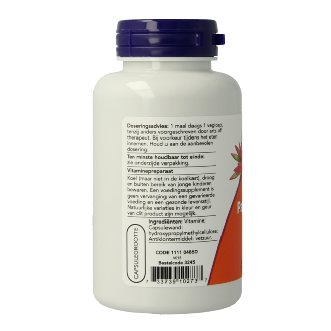 Ácido pantoténico 500 mg (B5) 100 cápsulas