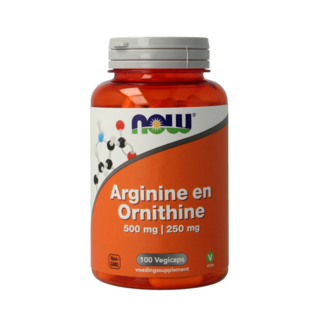 NOW NOW Arginina y Ornitina 500 / 250 mg 100 cápsulas vegetales