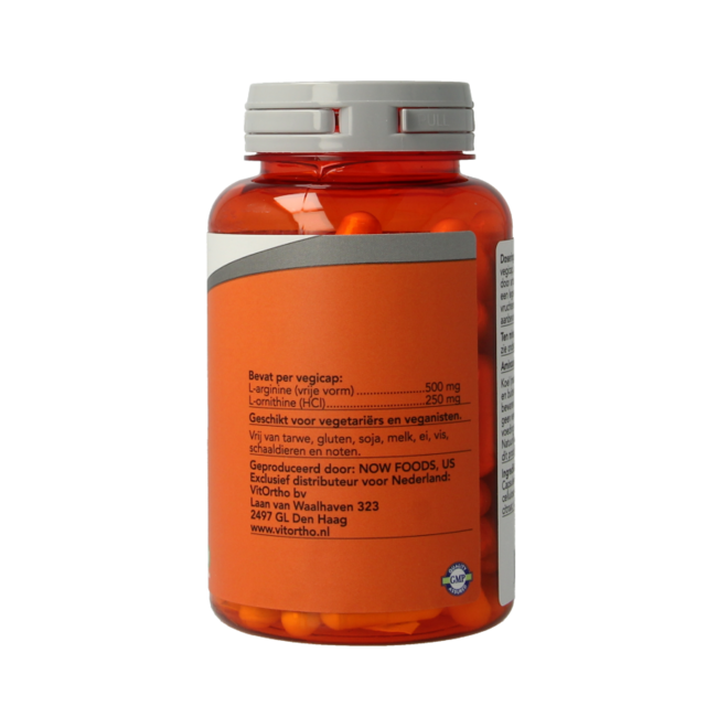 NOW Arginine & ornithine 500 / 250mg 100 Cápsulas vegetarianas
