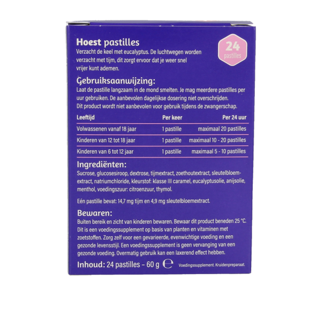 Thyme and Primrose Cough Pastilles 24 Pastilles