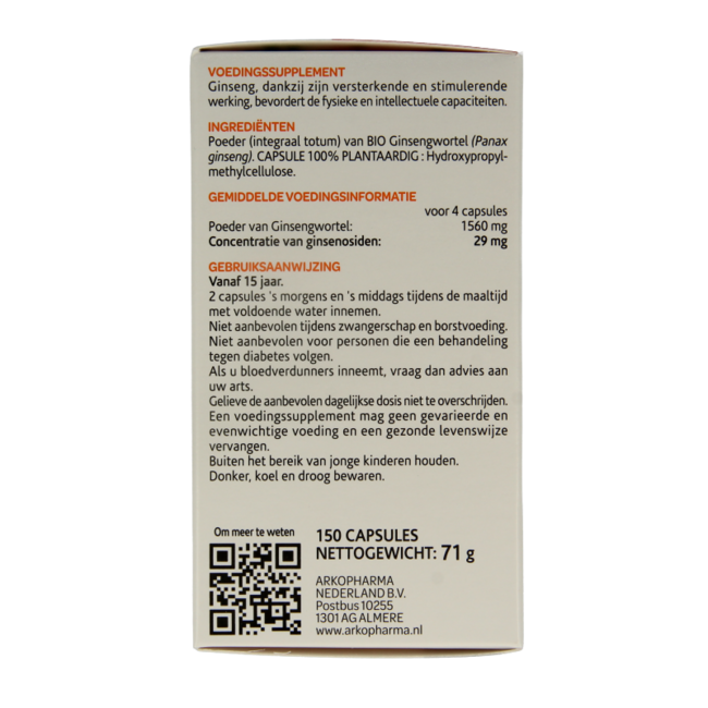 Organic Ginseng 150 Capsules