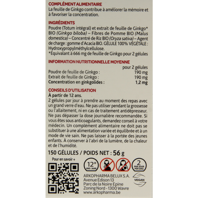 Ginkgo bio 150 Cápsulas