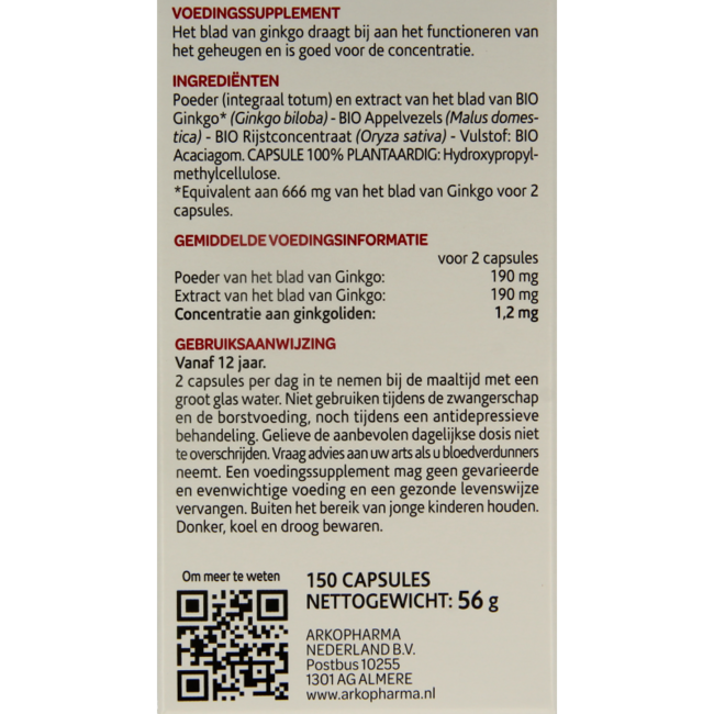 Ginkgo Bio 150 Kapseln