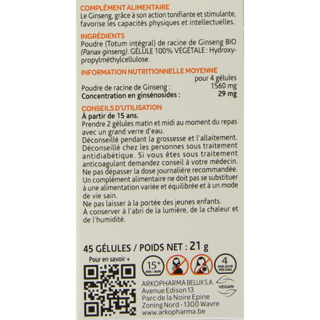 Żeń-szeń bio 45 Kapsułek