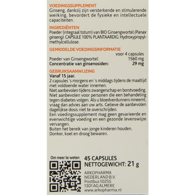 Żeń-szeń bio 45 Kapsułek