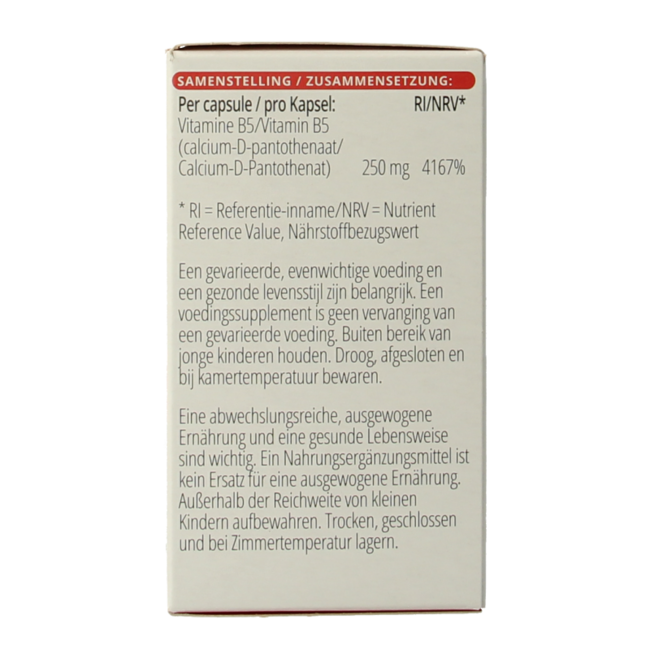 Vitamin B5 250mg 100 Capsules