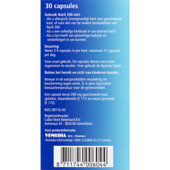 Norit 200 mg 30 Cápsulas