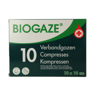 Biogaze Compresse de gaze/pansement 10 x 10 cm, 10 pièces