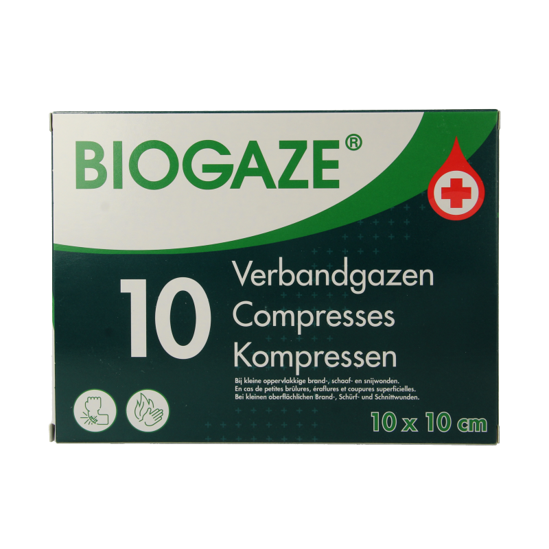 Biogaze Gasa de vendaje/compresa 10 x 10 cm 10 unidades