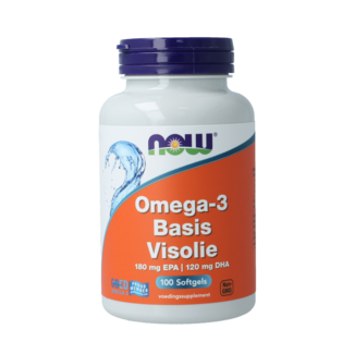 NOW Omega-3 Basis aceite de pescado 180mg EPA 120mg DHA 100 cápsulas blandas