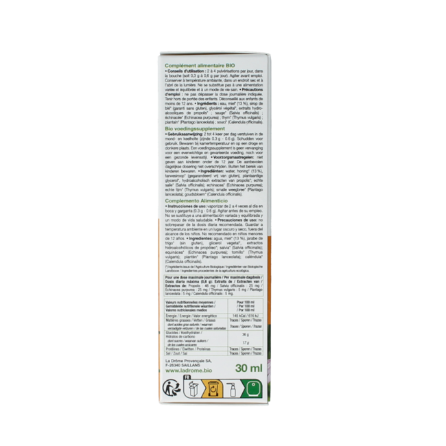 Ladrôme Propolis spray bucal y para la garganta bio 30 mililitros