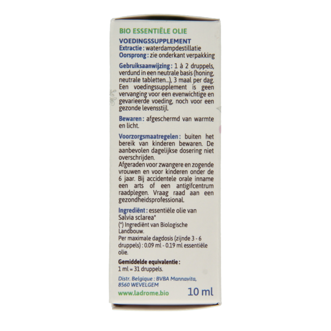 Ladrome Huile essentielle de Sauge sclarée bio 10 ml