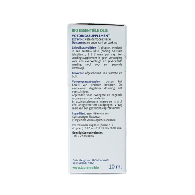 Huile essentielle de citronnelle bio Ladrome 10 ml