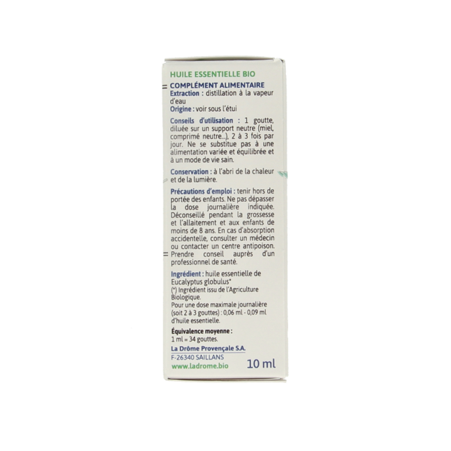 Eucalyptus globulus organic oil 10 Millilitres