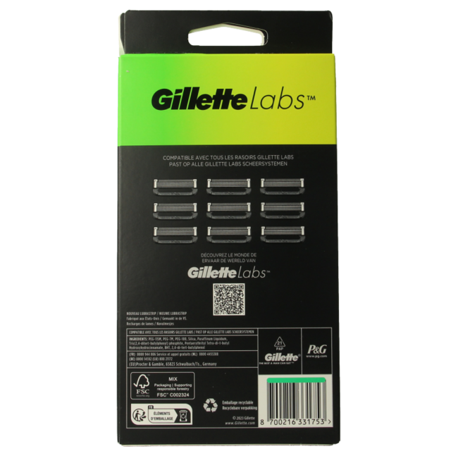 Gillette Labs replacement blades 9 pieces