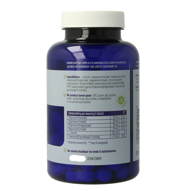 Magnesium 200 Complex Tauraat Malaat Bisglycinaat 90 Tabletten