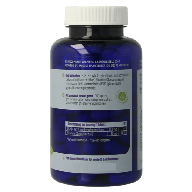 MSM 1000 mg > 99,9% puro + vitamina C 120 comprimidos