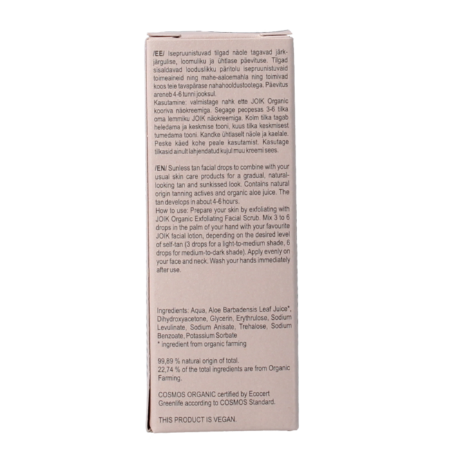 Joik Organics Sunless tan facial drops 30 Milliliter