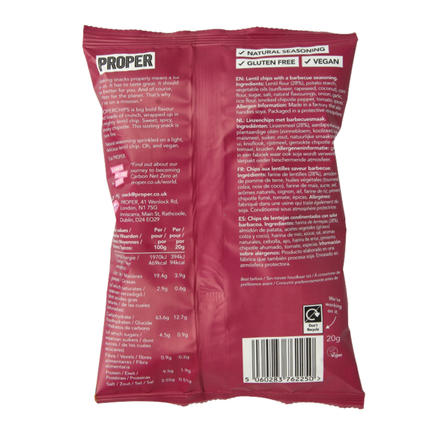 Proper Chips Chips Barbecue glutenfrei 20 Gramm