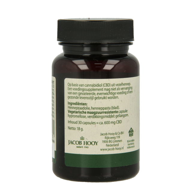 Jacob Hooy CBD Kapseln 20mg 30 Stück