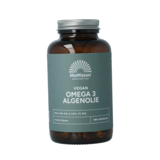 Mattisson Olio di alghe Omega 3 vegano DHA 150 mg EPA 75 mg 180 capsule vegetariane