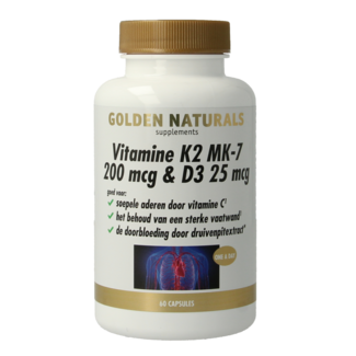 Golden Naturals Vitamina K2 200mcg & D3 25mcg 60 Capsule vegetariane