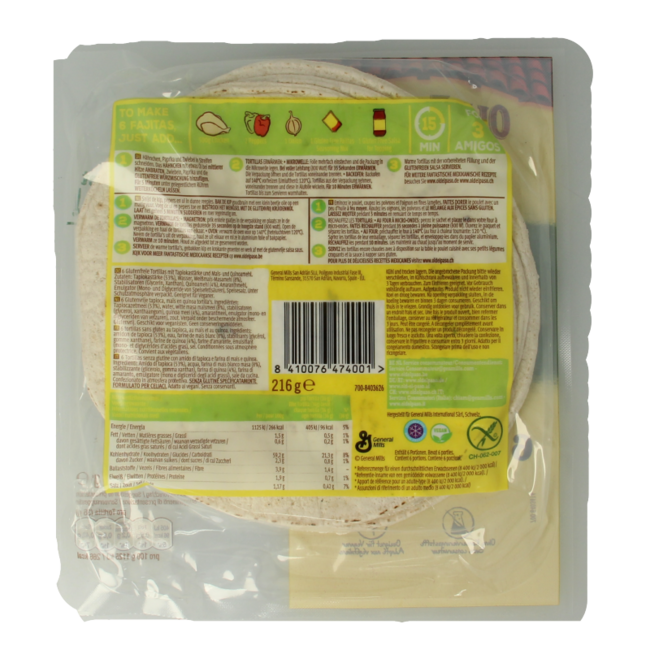 Tortillas glutenfrei 6 Stück 216 Gramm