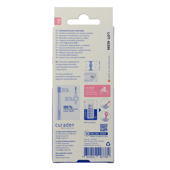 Curaprox Prime start interdental brush 08 pink 3.2 mm 5 pieces